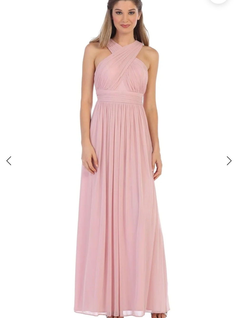 SORELLA VITA Blush Pink Crisscross Halter Maxi Dress